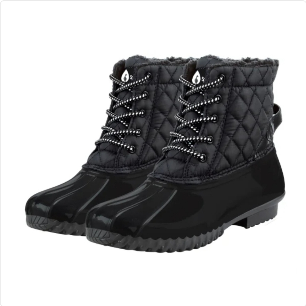 Sporto Women's Quilted Lace-Up Winter Duck Boots Black NIB - Picture 5 of 5